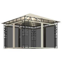 vidaXL Cenador con mosquitera y tira de luces LED crema 3x3x2,73m