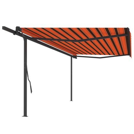 vidaXL Toldo retráctil automático con postes naranja y marrón 5x3,5 m