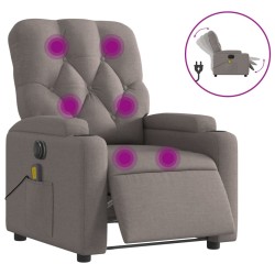 vidaXL Sillón reclinable de masaje eléctrico tela gris taupe