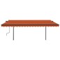 vidaXL Toldo retráctil automático con postes naranja y marrón 5x3,5 m vidaXL Toldo retráctil automático con postes naranja y marrón 5x3,5 m