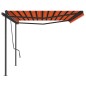 vidaXL Toldo retráctil automático con postes naranja y marrón 5x3,5 m vidaXL Toldo retráctil automático con postes naranja y marrón 5x3,5 m
