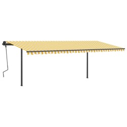 vidaXL Toldo automático LED sensor de viento amarillo y blanco 6x3,5 m