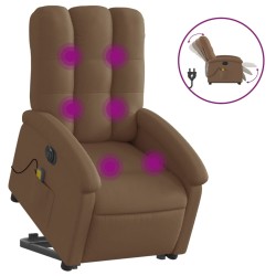 vidaXL Sillón de masaje eléctrico reclinable elevable tela marrón