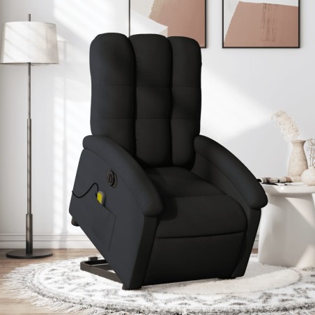 vidaXL Sillón de masaje eléctrico reclinable elevable tela negro