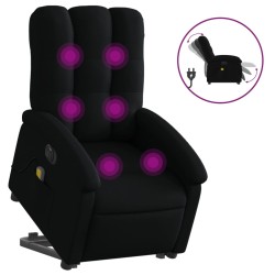 vidaXL Sillón de masaje eléctrico reclinable elevable tela negro
