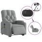 vidaXL Sillón de masaje eléctrico reclinable elevable tela gris claro vidaXL Sillón de masaje eléctrico reclinable elevable tela gris claro