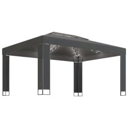 vidaXL Cenador con tira de luces LED gris antracita 3x4 m