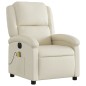 vidaXL Sillón de masaje reclinable eléctrico cuero sintético crema