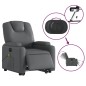 vidaXL Sillón de masaje elevable eléctrico cuero sintético gris vidaXL Sillón de masaje elevable eléctrico cuero sintético gris