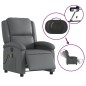 vidaXL Sillón de masaje reclinable eléctrico cuero sintético gris vidaXL Sillón de masaje reclinable eléctrico cuero sintético gris