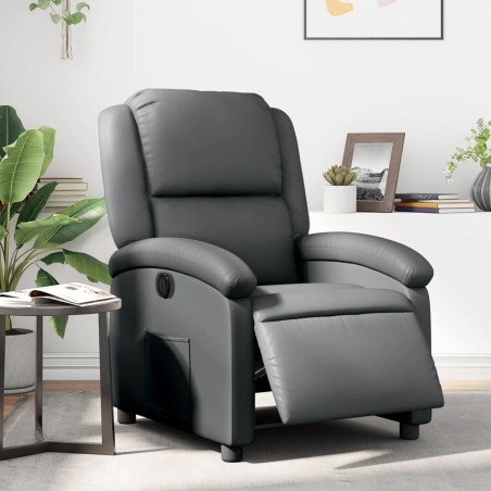 vidaXL Sillón reclinable eléctrico de cuero sintético gris