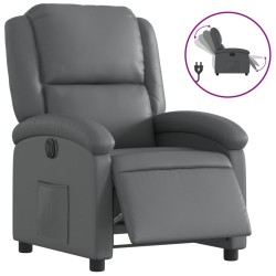 vidaXL Sillón reclinable eléctrico de cuero sintético gris