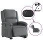 vidaXL Sillón reclinable elevable eléctrico de cuero sintético gris