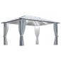 vidaXL Cenador con cortina y tira luces LED aluminio crema 400x300 cm vidaXL Cenador con cortina y tira luces LED aluminio crema 400x300 cm