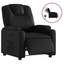 vidaXL Sillón reclinable eléctrico de cuero sintético negro
