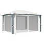 vidaXL Cenador con cortina y tira luces LED aluminio crema 400x300 cm vidaXL Cenador con cortina y tira luces LED aluminio crema 400x300 cm