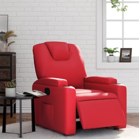 vidaXL Sillón reclinable eléctrico de cuero sintético rojo