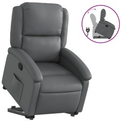 vidaXL Sillón reclinable elevable cuero artificial gris