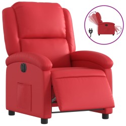 vidaXL Sillón reclinable eléctrico de cuero sintético rojo