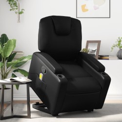vidaXL Sillón reclinable de masaje de pie cuero artificial negro
