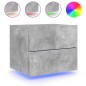 vidaXL Mesita de noche de pared con luces LED gris hormigón
