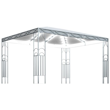 vidaXL Cenador con tira de luces LED 400x300 cm crema