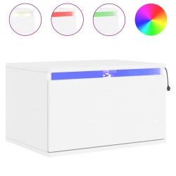 vidaXL Mesita de noche de pared con luces LED blanco