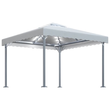 vidaXL Cenador con tira de luces LED aluminio crema 300x300 cm