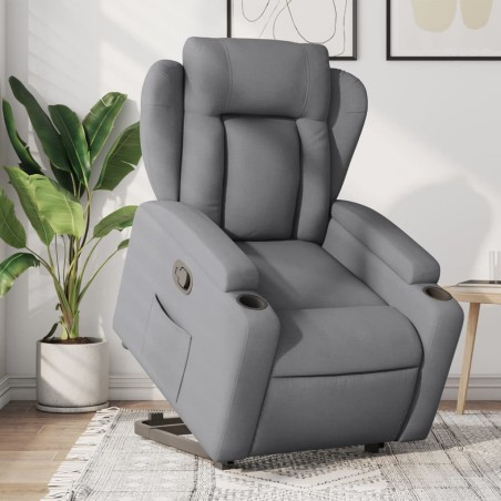 vidaXL Sillón reclinable elevable de tela gris claro