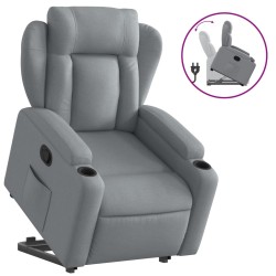 vidaXL Sillón reclinable elevable de tela gris claro