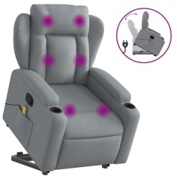 vidaXL Sillón de masaje reclinable de pie de tela gris claro