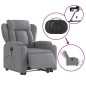 vidaXL Sillón de masaje eléctrico reclinable elevable tela gris claro vidaXL Sillón de masaje eléctrico reclinable elevable tela gris claro