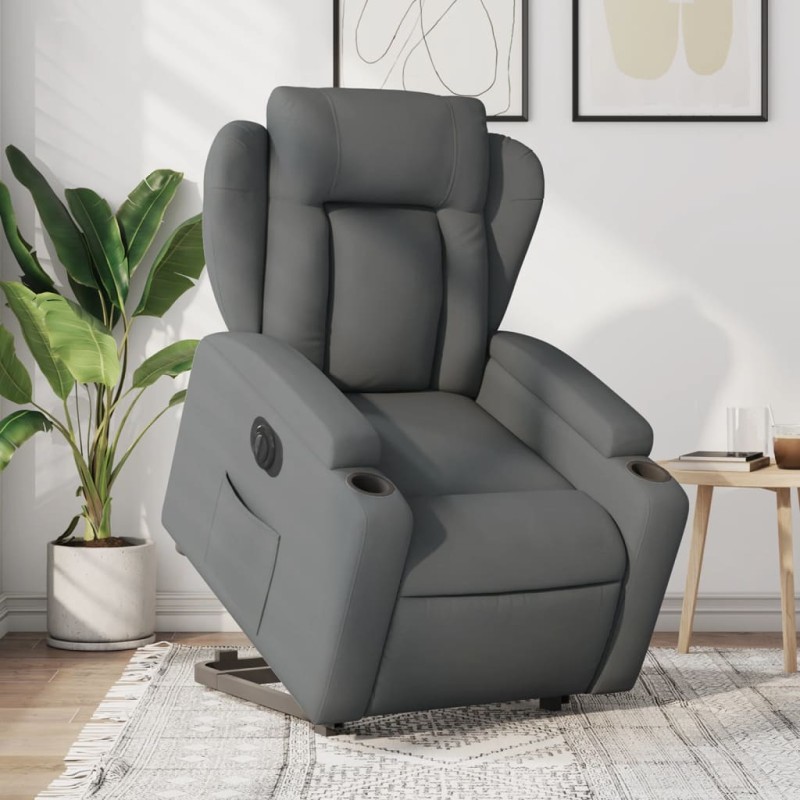 vidaXL Sillón eléctrico reclinable elevable de tela gris oscuro vidaXL Sillón eléctrico reclinable elevable de tela gris oscuro