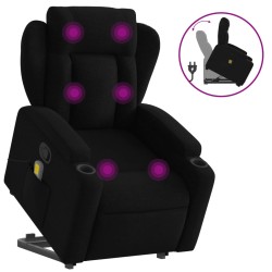 vidaXL Sillón reclinable de masaje elevable tela negro
