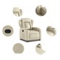 vidaXL Sillón reclinable elevable cuero artificial color crema vidaXL Sillón reclinable elevable cuero artificial color crema
