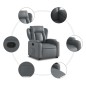 vidaXL Sillón reclinable elevable cuero artificial gris vidaXL Sillón reclinable elevable cuero artificial gris