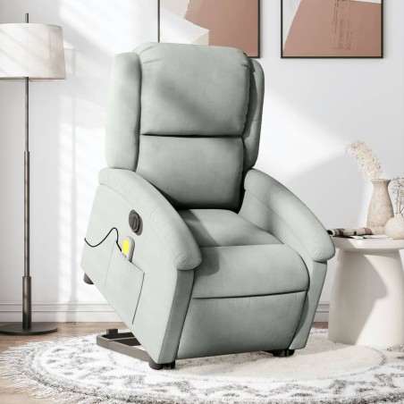 vidaXL Sillón de masaje reclinable elevable terciopelo gris claro