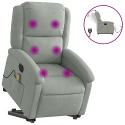 vidaXL Sillón de masaje reclinable elevable terciopelo gris claro