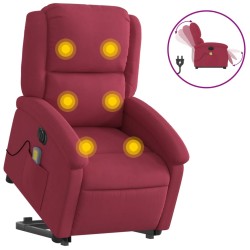 vidaXL Sillón de masaje reclinable elevable terciopelo rojo tinto