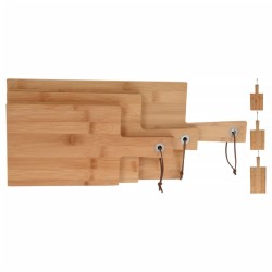 Excellent Houseware Juego de tablas de cortar con soporte 3 pzas bambú