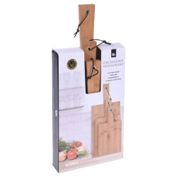 Excellent Houseware Juego de tablas de cortar con soporte 3 pzas bambú