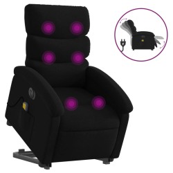 vidaXL Sillón de masaje eléctrico reclinable elevable tela negro