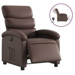 vidaXL Sillón reclinable eléctrico de cuero sintético marrón
