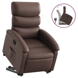vidaXL Sillón reclinable elevable cuero sintético marrón