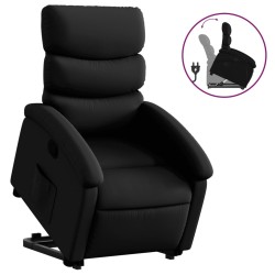 vidaXL Sillón reclinable elevable cuero artificial negro