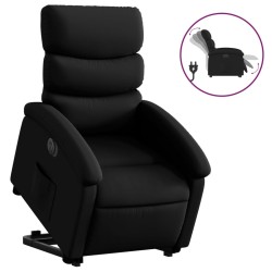 vidaXL Sillón reclinable y elevable eléctrico cuero sintético negro