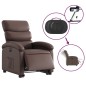vidaXL Sillón reclinable elevable eléctrico de cuero sintético marrón vidaXL Sillón reclinable elevable eléctrico de cuero sintético marrón