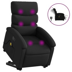 vidaXL Sillón de masaje elevable eléctrico cuero sintético negro
