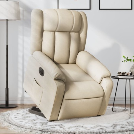 vidaXL Sillón eléctrico reclinable elevable de tela color crema