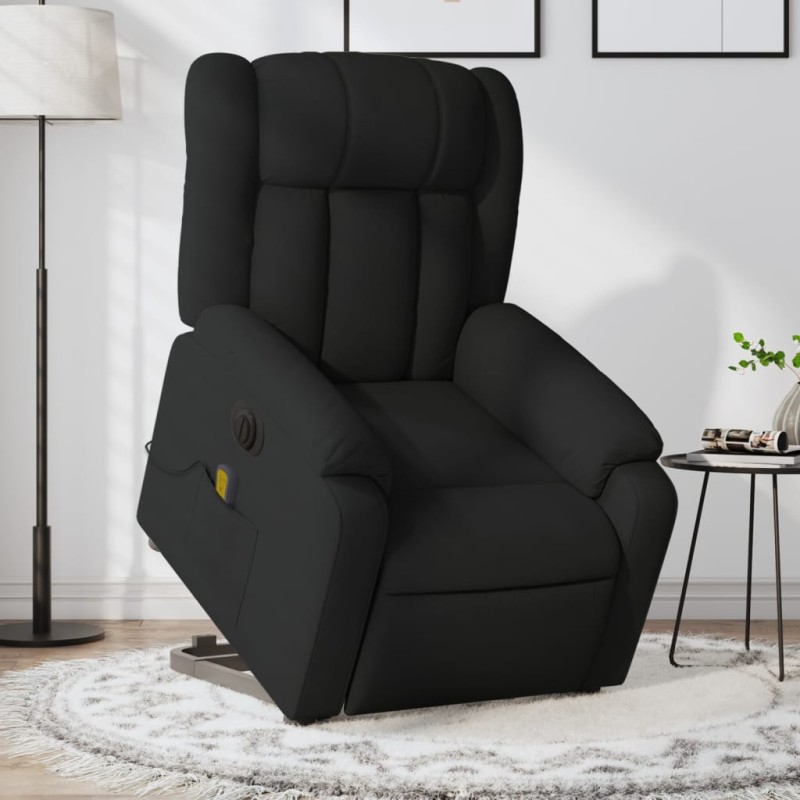 vidaXL Sillón de masaje eléctrico reclinable elevable tela negro vidaXL Sillón de masaje eléctrico reclinable elevable tela negro